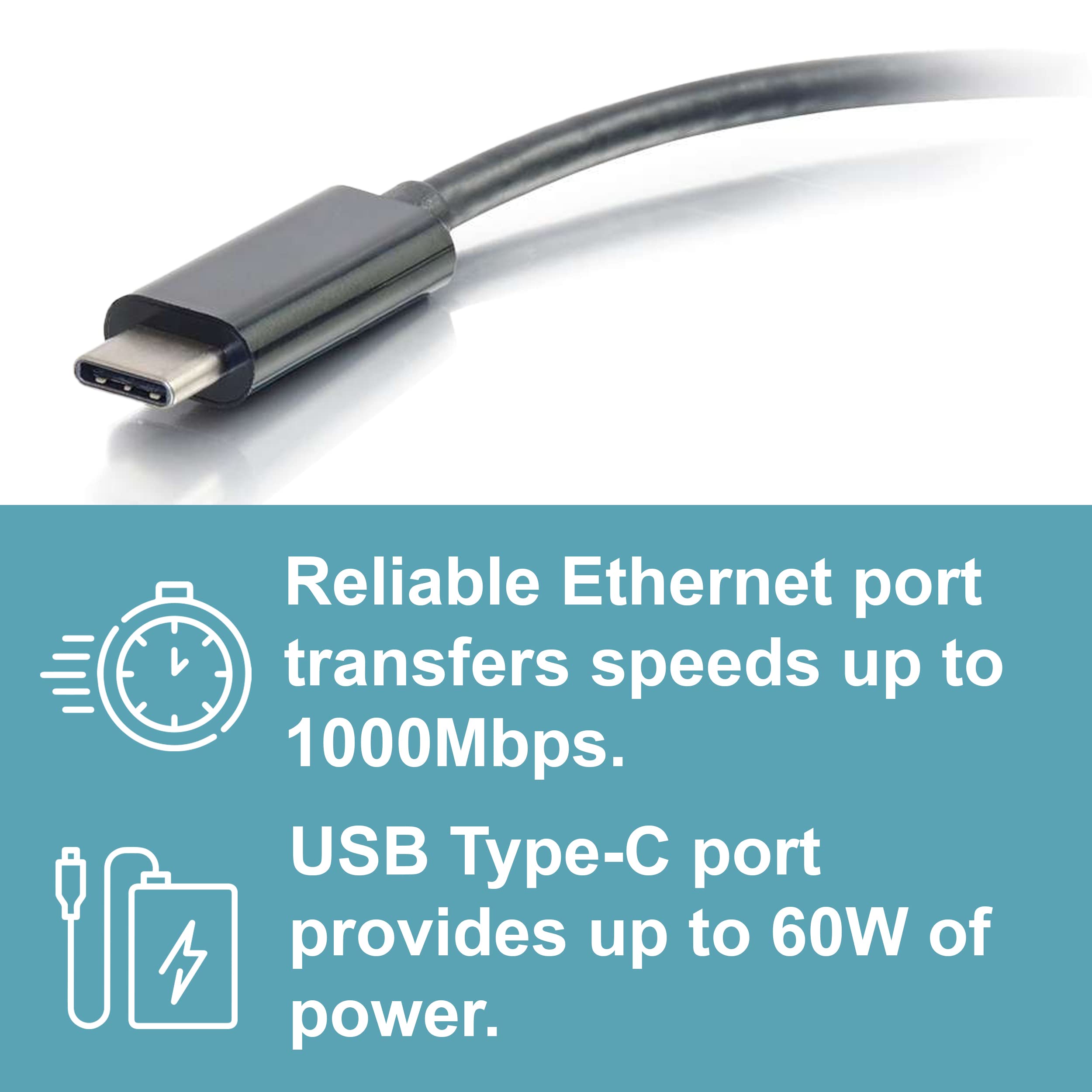 C2G 29749 USB C Adapter and Ethernet Adapter with Power, Black - Image 4