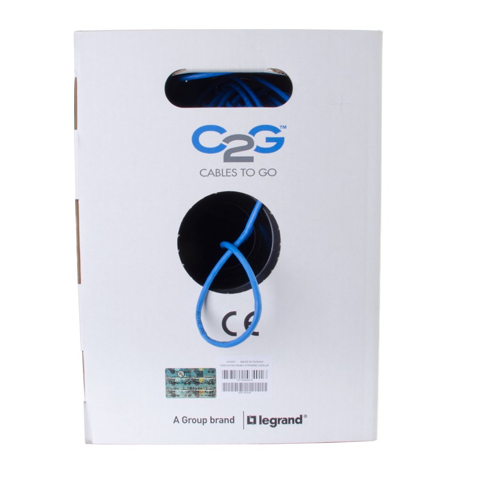 C2G 43401 Cat5e Bulk Cable - Unshielded Ethernet Network Cable with Stranded Conductors, In-Wall CMR-Rated, TAA Compliant, Blue (1000 Feet, 304.8 Meters) - Image 3