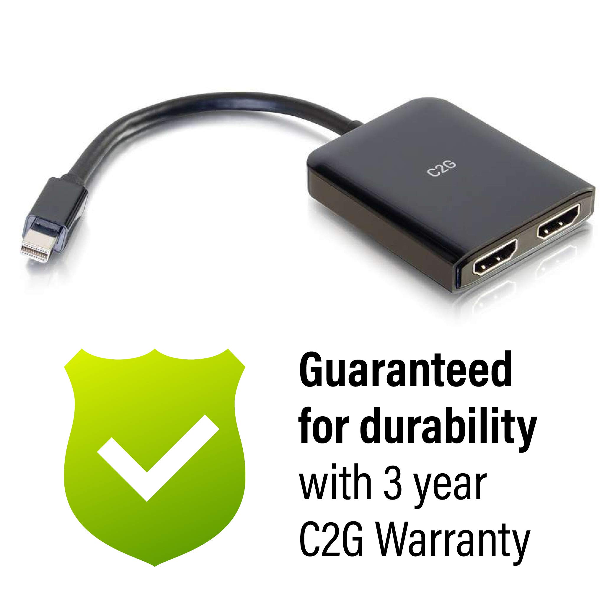 C2G 54292 USB Powered 4K 2-Port Mini DisplayPort to HDMI MST Hub Monitor Splitter, Black - Image 7