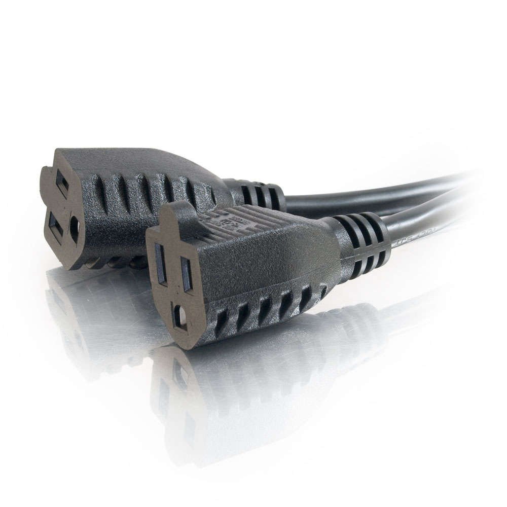 C2G Legrand Power Cord with 1 to 2 Power Splitter, 16 AWG Power Cord, Black Power Squid, 1.5 Foot Power Cord Extension and Splitter, 1 Count, C2G 29802 - Image 3