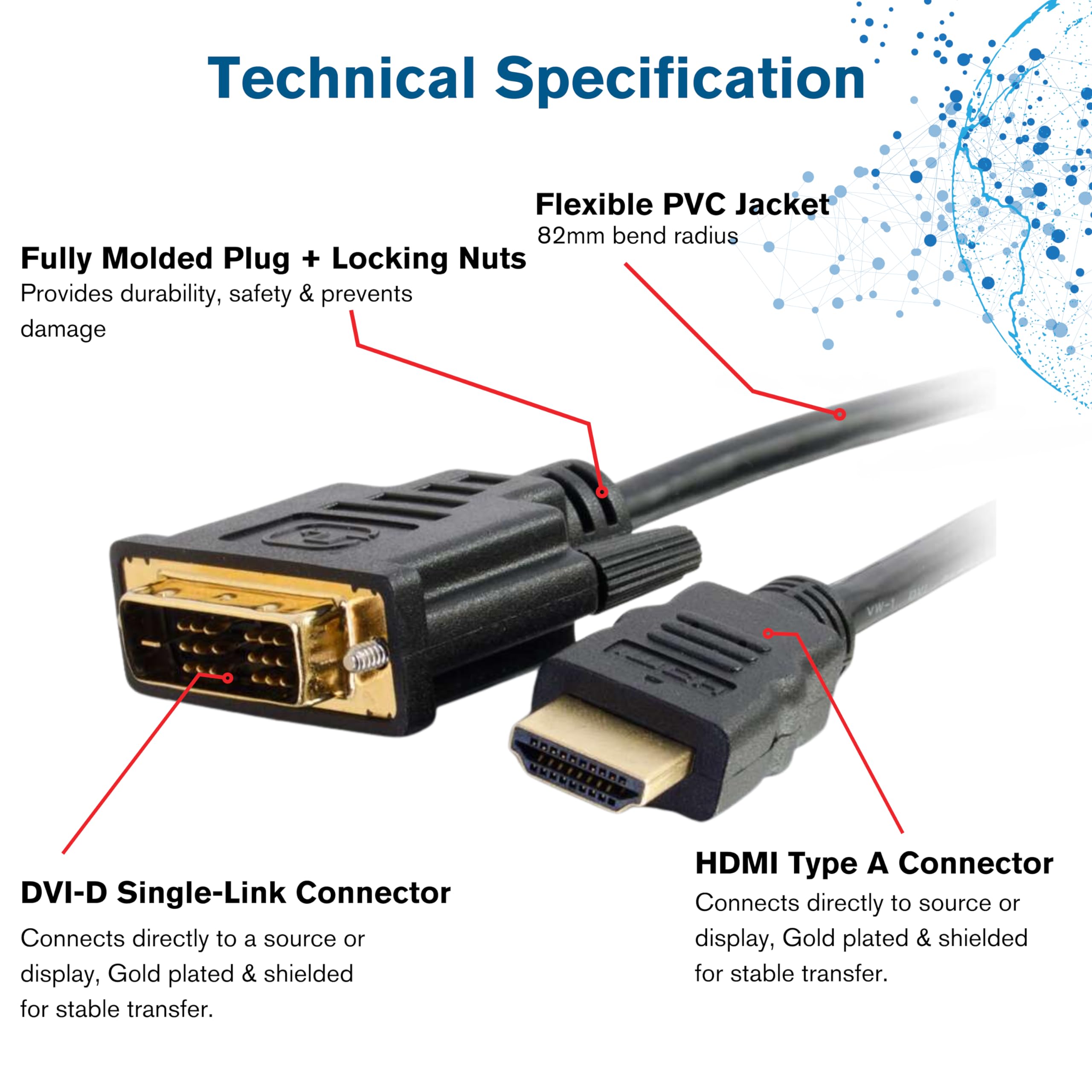 Legrand - C2G DVI to HDMI Cable, DVI-D Male to HDMI Male, Black HDMI Adapter Cable, 3 Meter (9.84 Feet) Bi-Directional Adapter Cable, 1 Count, C2G 42517 - Image 3